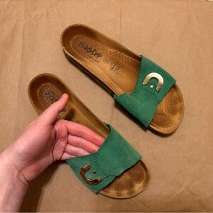 BioStep Women's Stylish Green Slide Sandals